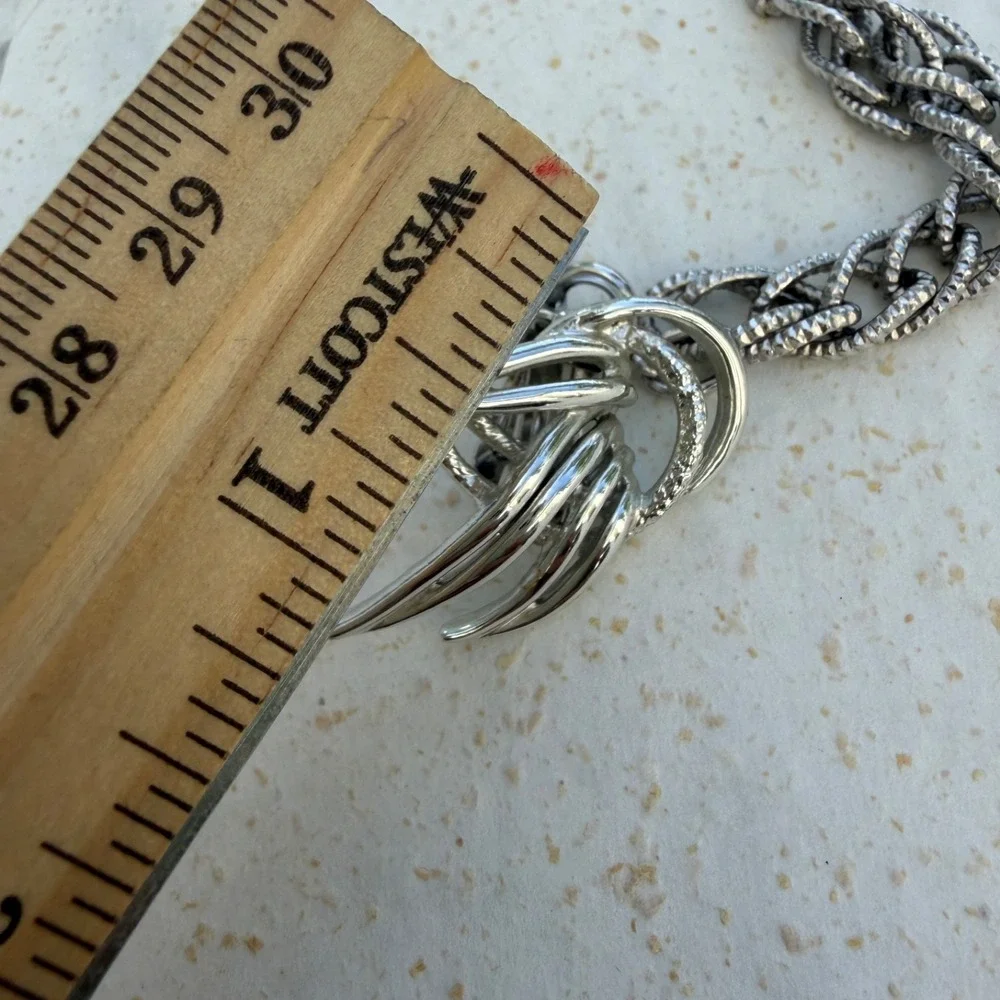 VTG Emmons Silver Tone Feather Leaf Link Clip Earrings & Bracelet Or Dress Clip